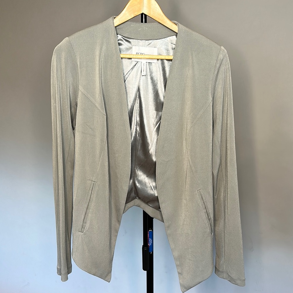 BCBGeneration Collarless Blazer Grey/Silver Size S
